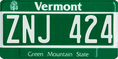 VT license plate ZNJ424