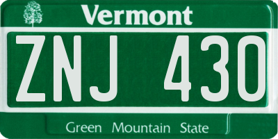 VT license plate ZNJ430