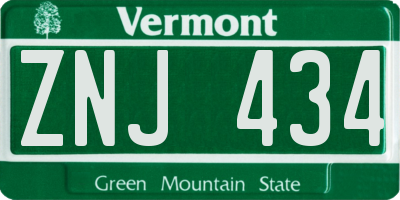 VT license plate ZNJ434