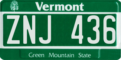 VT license plate ZNJ436