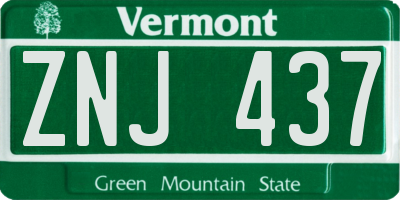 VT license plate ZNJ437