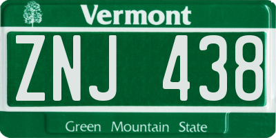 VT license plate ZNJ438