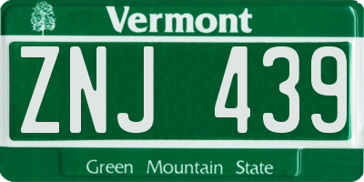 VT license plate ZNJ439