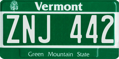 VT license plate ZNJ442