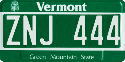 VT license plate ZNJ444