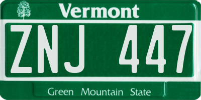 VT license plate ZNJ447