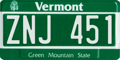 VT license plate ZNJ451