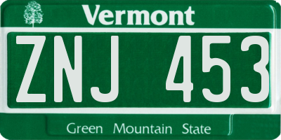 VT license plate ZNJ453