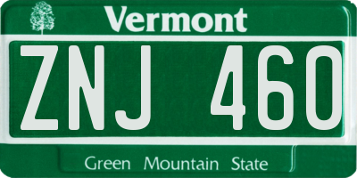 VT license plate ZNJ460