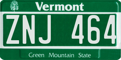 VT license plate ZNJ464