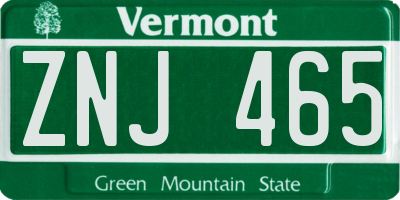 VT license plate ZNJ465