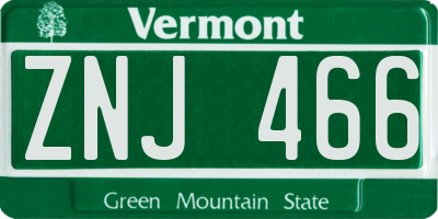 VT license plate ZNJ466