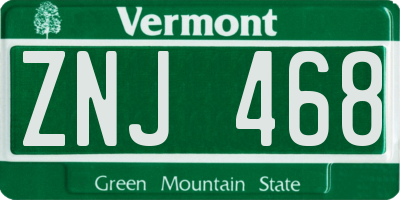 VT license plate ZNJ468
