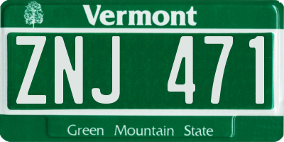 VT license plate ZNJ471
