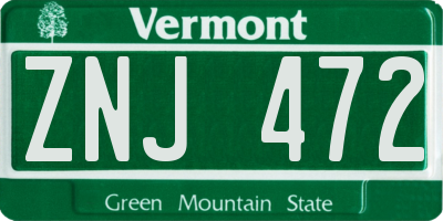 VT license plate ZNJ472