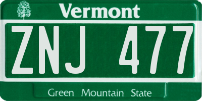 VT license plate ZNJ477