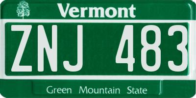 VT license plate ZNJ483