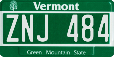 VT license plate ZNJ484