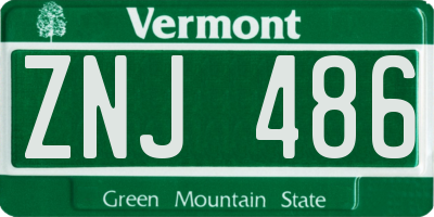 VT license plate ZNJ486