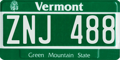 VT license plate ZNJ488
