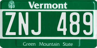 VT license plate ZNJ489