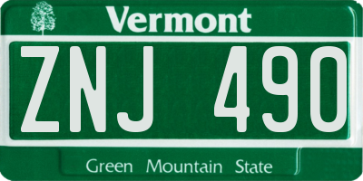 VT license plate ZNJ490