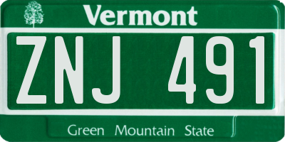 VT license plate ZNJ491