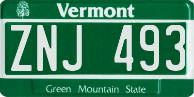 VT license plate ZNJ493