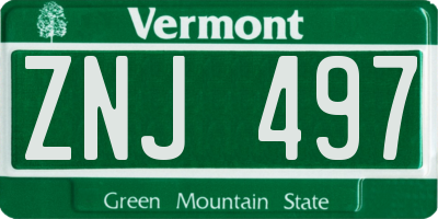 VT license plate ZNJ497