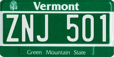VT license plate ZNJ501