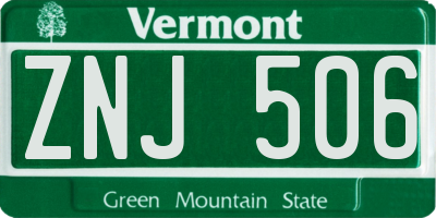 VT license plate ZNJ506