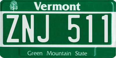 VT license plate ZNJ511