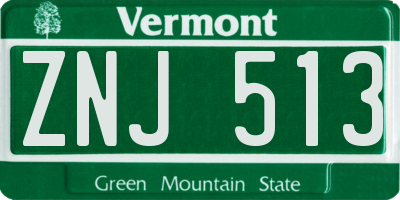 VT license plate ZNJ513
