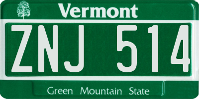 VT license plate ZNJ514