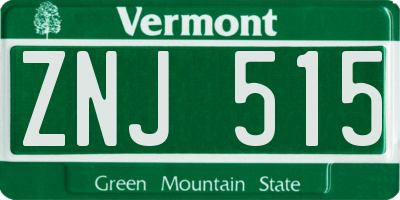 VT license plate ZNJ515