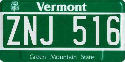 VT license plate ZNJ516