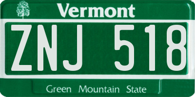 VT license plate ZNJ518