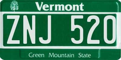 VT license plate ZNJ520