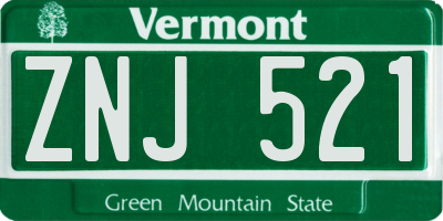 VT license plate ZNJ521