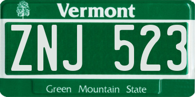 VT license plate ZNJ523