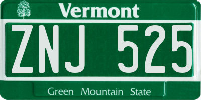VT license plate ZNJ525