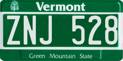 VT license plate ZNJ528