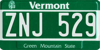 VT license plate ZNJ529