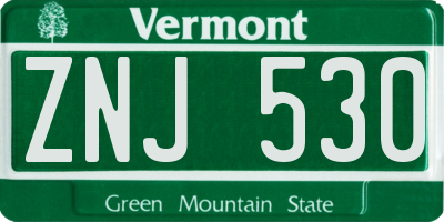 VT license plate ZNJ530