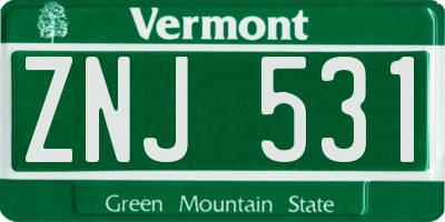 VT license plate ZNJ531