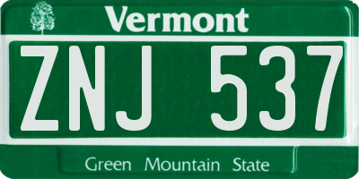 VT license plate ZNJ537