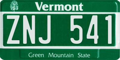 VT license plate ZNJ541