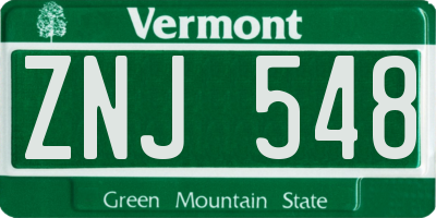 VT license plate ZNJ548
