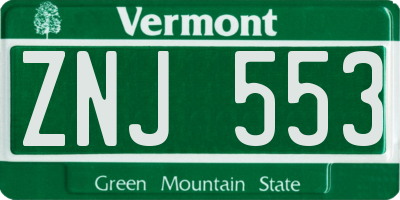 VT license plate ZNJ553