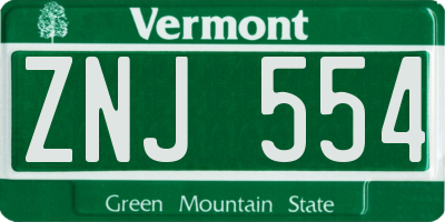 VT license plate ZNJ554
